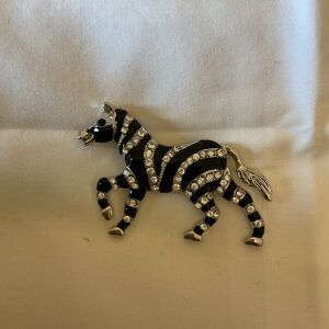 Black Zebra Rhinestone Brooch